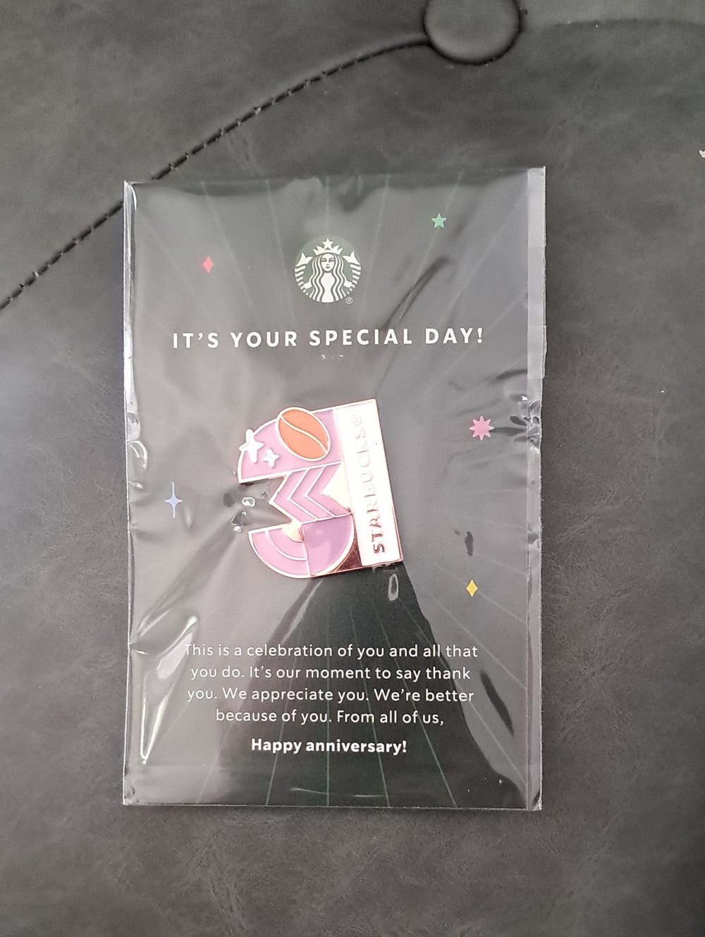Starbucks Pink and Gold Anniversary Enamel Pin